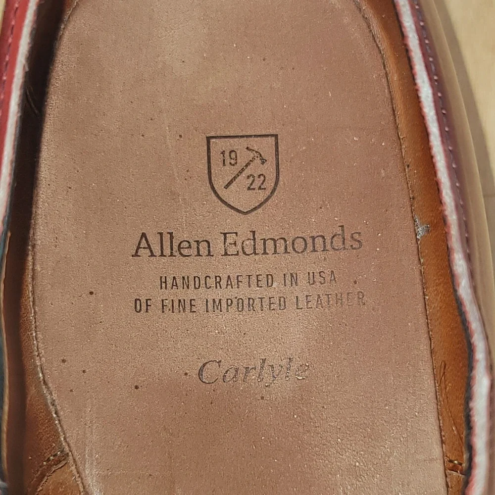 Allen Edmonds Carlyle Dress Shoes Men's Sz 11 B plain toe dark chili Dress Shoes